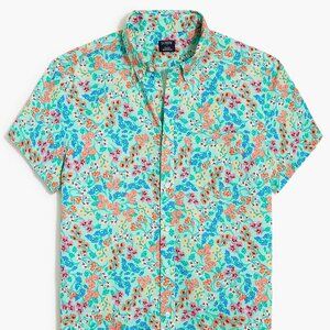 J.Crew Flex Washed Slim Fit Floral Short Sleeve Button-Down Shirt Large